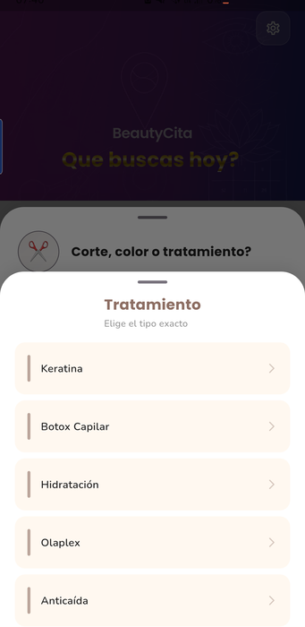Seleccion de servicio exacto
